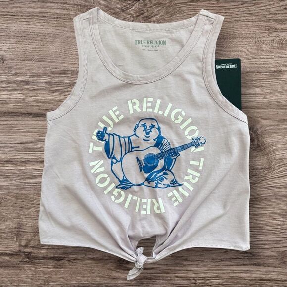True Religion Buddha Tie Front Tank Fair Orchid Size Small New with tag - Picture 1 of 7
